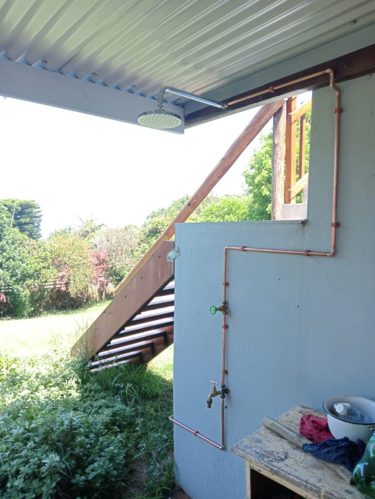 Outdoor taps and pipes installed